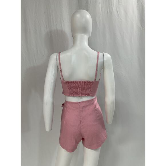 Reformation 'France Two Piece' Pink Linen Blouse Top  Size 4 - Picture 3 of 5